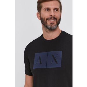 Tričko Armani Exchange pánske, čierna farba, s potlačou vyobraziť