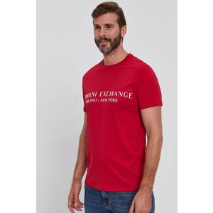 Bavlnené tričko Armani Exchange červená farba, s potlačou vyobraziť