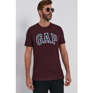 Bavlnené tričko GAP bordová farba, s nášivkou vyobraziť