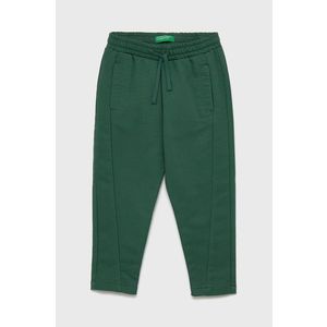 Detské nohavice United Colors of Benetton zelená farba, jednofarebné vyobraziť