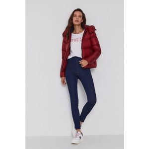 Páperová bunda Calvin Klein Jeans dámska, bordová farba, zimná vyobraziť