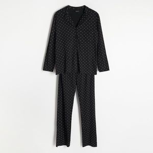 Reserved - Bodkované dvojdielne pyžamo - Čierna vyobraziť
