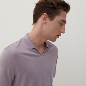 Reserved - Tričko polo v minimalistickom štýle - Purpurová vyobraziť