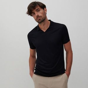 Reserved - Tričko polo v minimalistickom štýle - Čierna vyobraziť