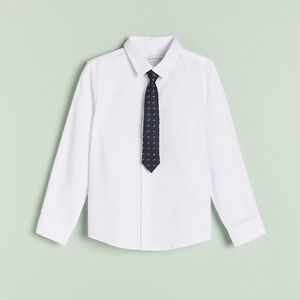 Reserved - Štruktúrovaná košeľa s kravatou - Biela vyobraziť