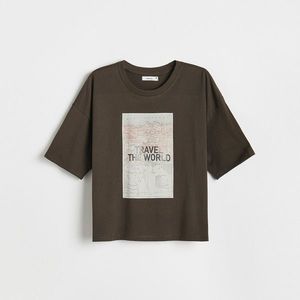 Reserved - Bavlnené tričko s potlačou - Šedá vyobraziť