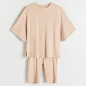 Reserved - Dvojdielne pyžamo z organickej bavlny - Krémová vyobraziť