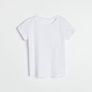 Reserved - Bavlnené tričko s vreckom - Biela vyobraziť