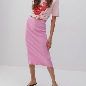 Reserved - Sukňa z pruhovanej tkaniny - Ružová vyobraziť
