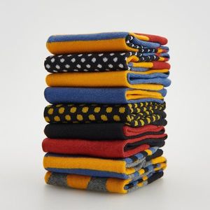 Reserved - Súprava 5 párov vzorovaných ponožiek - Žltá vyobraziť