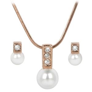 Troli Bronzová sada náhrdelníkov a náušníc Pearl Caorle White vyobraziť