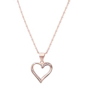 Beneto Ružovo pozlátený strieborný náhrdelník so srdcom AGS289 / 47-ROSE (retiazka, prívesok) vyobraziť