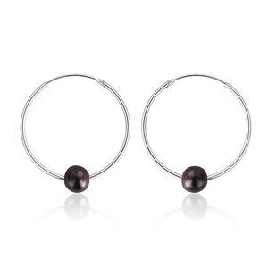 JwL Luxury Pearls Strieborné náušnice kruhy s pravými čiernymi perlami JL0632 vyobraziť