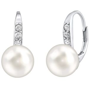 Silvego Nežné strieborné náušnice s pravou bielou perlou a kryštály Swarovski LPSER0639 vyobraziť