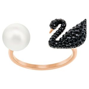 Swarovski Luxusné otvorený prsteň s labuťou a perlou Iconic Swan 5256266 58 mm vyobraziť