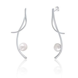 JwL Luxury Pearls Dlhé strieborné náušnice s pravými barokovými perlami a zirkónmi JL0681 vyobraziť