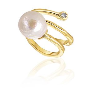 JwL Luxury Pearls Pozlátený prsteň s pravou perlou a zirkónom JL0692 54 mm vyobraziť