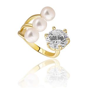 JwL Luxury Pearls Pozlátený prsteň s pravými perlami a kryštálom JL0694 vyobraziť