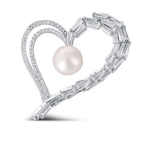 JwL Luxury Pearls Trblietavá brošňa asymetrické srdce s pravou perlou a kryštály JL0696 vyobraziť