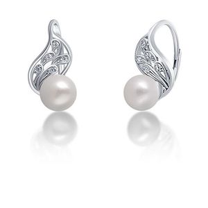 JwL Luxury Pearls Pôvabné strieborné náušnice s pravou bielou perlou JL0706 vyobraziť