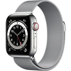 Apple Apple Watch Series 6 GPS + Cellular, 44mm Silver Stainless Steel Case with Silver Milanese Loop vyobraziť