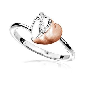 MOISS Očarujúce bicolor prsteň so zirkónmi Srdce R00009 62 mm vyobraziť