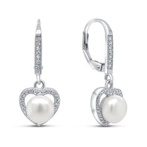 Brilio Silver Elegantné strieborné náušnice s perlou a zirkónmi EA87 vyobraziť