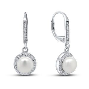 Brilio Silver Pôvabné strieborné náušnice s perlou a zirkónmi EA88 vyobraziť