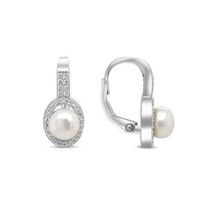 Brilio Silver Elegantné strieborné náušnice s perlou a zirkónmi EA92 vyobraziť