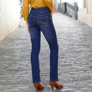 Blancheporte Rovné džínsy s vysokým pásom, nízka postava tmavomodrá 52 vyobraziť