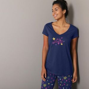Blancheporte Pyžamové tričko s krátkymi rukávmi s potlačou Estrella námornická modrá 52 vyobraziť