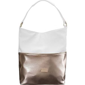 Badura bielo-zlatá kabelka so širokým popruhom vyobraziť