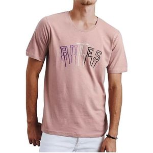 Ružové pánske tričko s nápisom rules vyobraziť