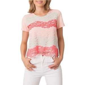 Ružovo-béžové dámske tričko s pruhmi vyobraziť