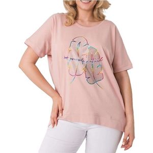 Svetlo ružové tričko s potlačou farebných listov vyobraziť