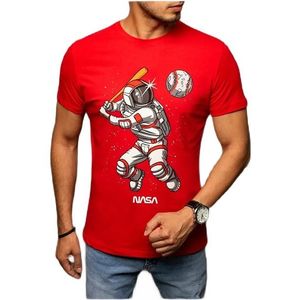 červené pánske tričko s potlačou kozmonauta vyobraziť