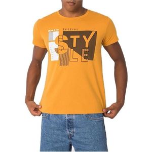 žlté pánske tričko s potlačou style vyobraziť