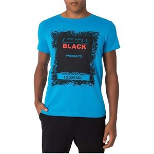 Modré pánske tričko s potlačou black vyobraziť