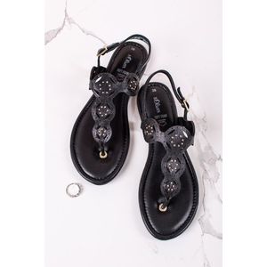 Čierne nízke kožené sandále 5-28112 vyobraziť