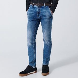 Cropp - Chino slim džínsy s opaskom - Modrá vyobraziť