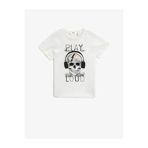 Koton Boys Ecru Printed Short Sleeve Crew Neck Cotton T-Shirt vyobraziť