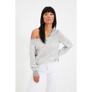 Trendyol Gray Collar Detailed Silvery Knitwear Sweater vyobraziť