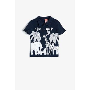 Koton Baby Boy Navy Blue Printed Cotton Short Sleeve Polo Neck T-Shirt vyobraziť