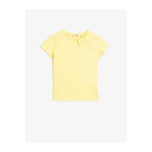 Koton Girl's Yellow Bow Cotton Short Sleeve T-Shirt vyobraziť