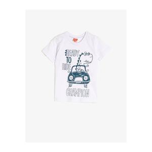 Koton Baby Boy White Short Sleeve Crew Neck Printed T-Shirt vyobraziť