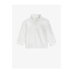 Koton Girl's White Stand-Up Collar Zippered Basic Sweatshirt vyobraziť
