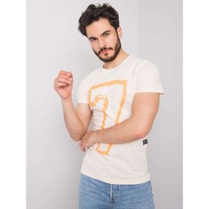 Men's light beige cotton t-shirt with a print vyobraziť