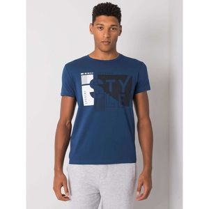 Light navy blue men's t-shirt with a print vyobraziť