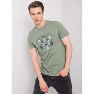 LIWALI Khaki men's t-shirt with print vyobraziť