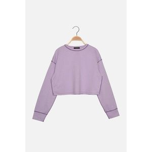 Trendyol Lilac Bedspread Stitched Crop Knitted Slim Sweatshirt vyobraziť